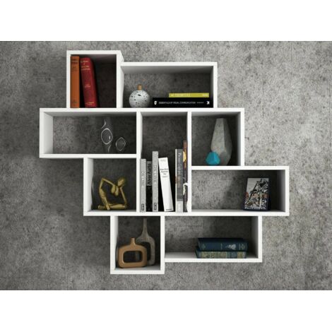 Dmora - Estantería Velaris, Estante, Estante de pared, Estanterías multiusos, 116x15h104 cm, Blanco, con embalaje reforzado
