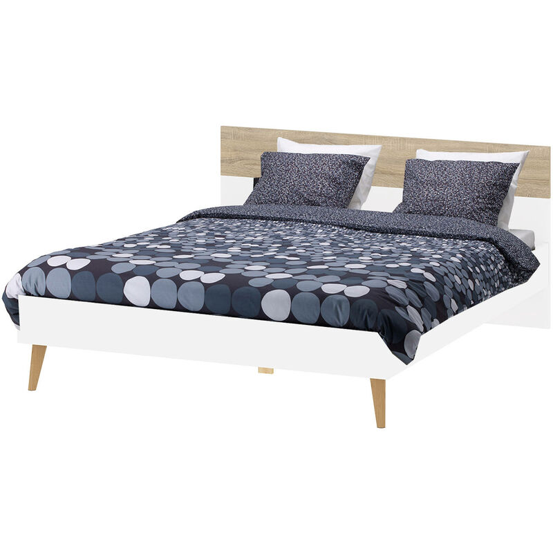 

Estructura Dmora para cama doble con cabecero, 166 x 83 x 207 cm, color blanco y roble