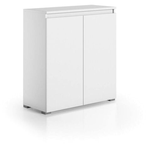 Dmora - Étagère à chaussures Calla, Meuble polyvalent, Étagère à chaussures peu encombrante avec 2 portes, Armoire de rangement avec étagères, 100% Made in Italy, 80x37h102 cm, Blanc, avec emballage r