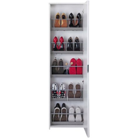 Dmora – Meuble à chaussures moderne avec miroir – 5 étagères – Dimensions 50x18x178 cm – Panneau mélaminé résistant aux chocs – Fabriqué en Italie - 50x18h178