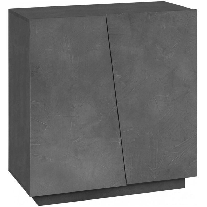 Tagère à chaussures moderne, Made in Italy, avec 2 portes, Étagère à chaussures d'entrée, Meuble polyvalent, cm 80x38h86, couleur Gris ardoise - Dmora