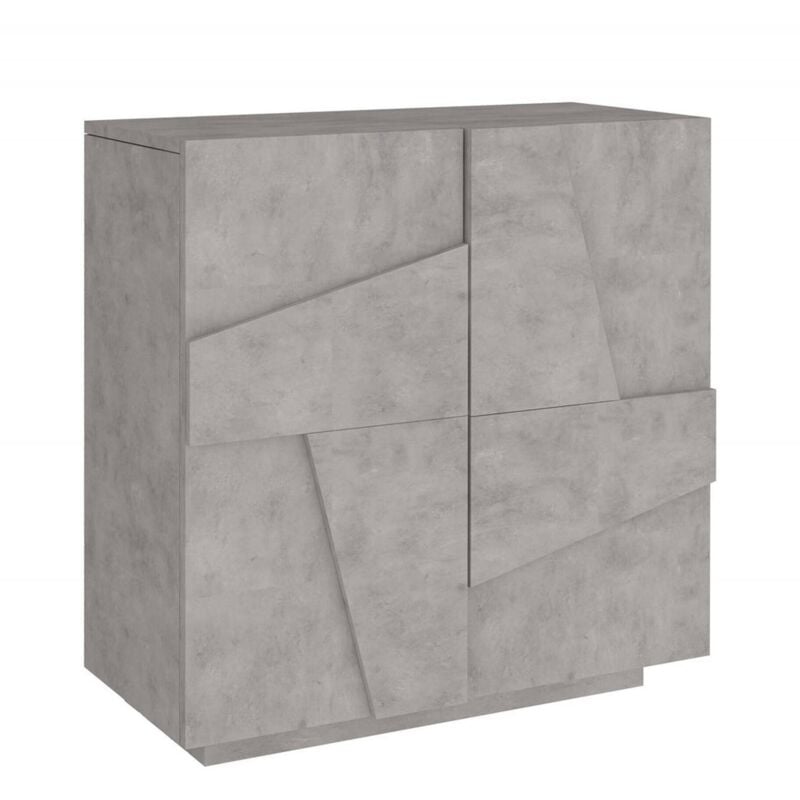 Tagère à chaussures moderne, Made in Italy, avec 2 portes, Étagère à chaussures d'entrée, Meuble polyvalent, 81x38h86 cm, Couleur gris ardoise avec