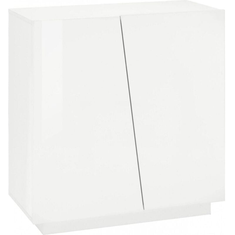 Tagère à chaussures moderne, Made in Italy, avec 2 portes, Étagère à chaussures d'entrée, Meuble polyvalent, 80x38h86 cm, couleur blanc brillant