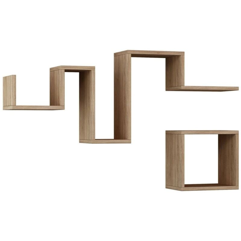 Dmora - tagère murale Dhenriqu, Étagère, Tablette murale, Rayonnage polyvalent, 116x20h45 cm, Chêne