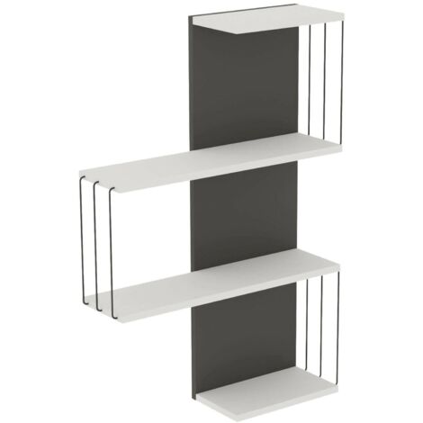 Dmora - Étagère murale Dmannocc, Étagère, Tablette murale, Rayonnage polyvalent, 64x19h96 cm, Blanc et anthracite