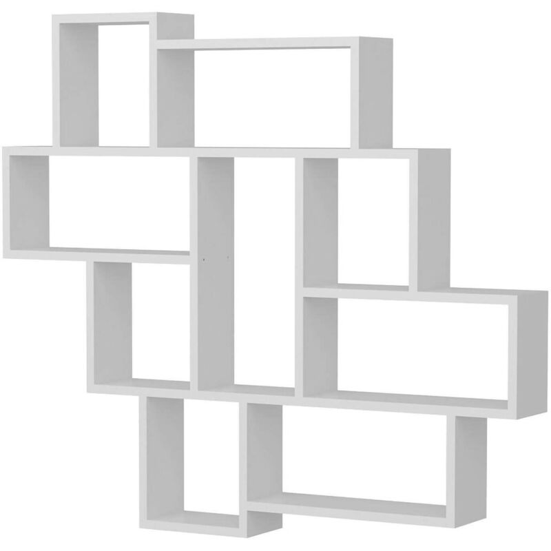 Dmora - tagère murale Dpochesc, Étagère, Tablette murale, Rayonnage polyvalent, 116x15h104 cm, Blanc