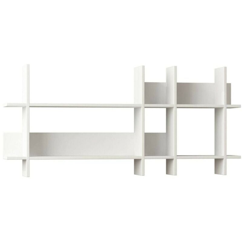 Dmora - tagère murale Galandra, Étagère, Tablette murale, Rayonnage polyvalent, 150x22h70 cm, Blanc, avec emballage renforcé