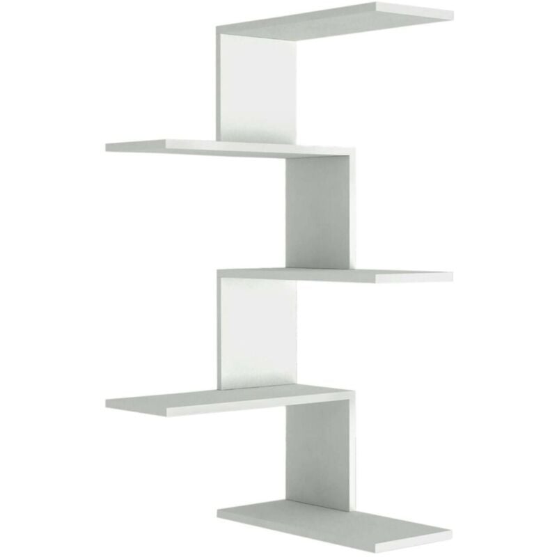 Dmora - Étagère murale Galatea, Étagère, Tablette murale, Rayonnage polyvalent, 52x30h109 cm, Blanc, avec emballage renforcé
