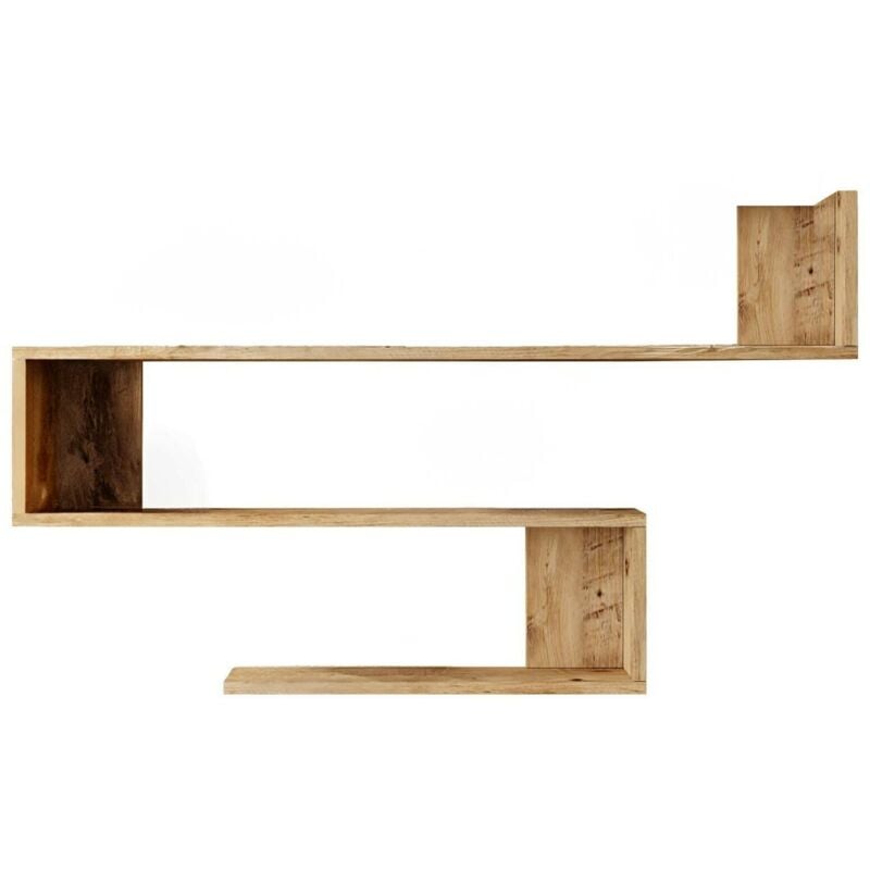 Dmora - tagère murale Stellara, Étagère, Tablette murale, Rayonnage polyvalent, 120x15h71 cm, Chêne, avec emballage renforcé