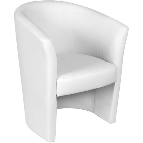 Dmora Fauteuil avec revêtement en éco-cuir, couleur blanche, 65 x 78 x 60 cm, avec emballage renforcé
