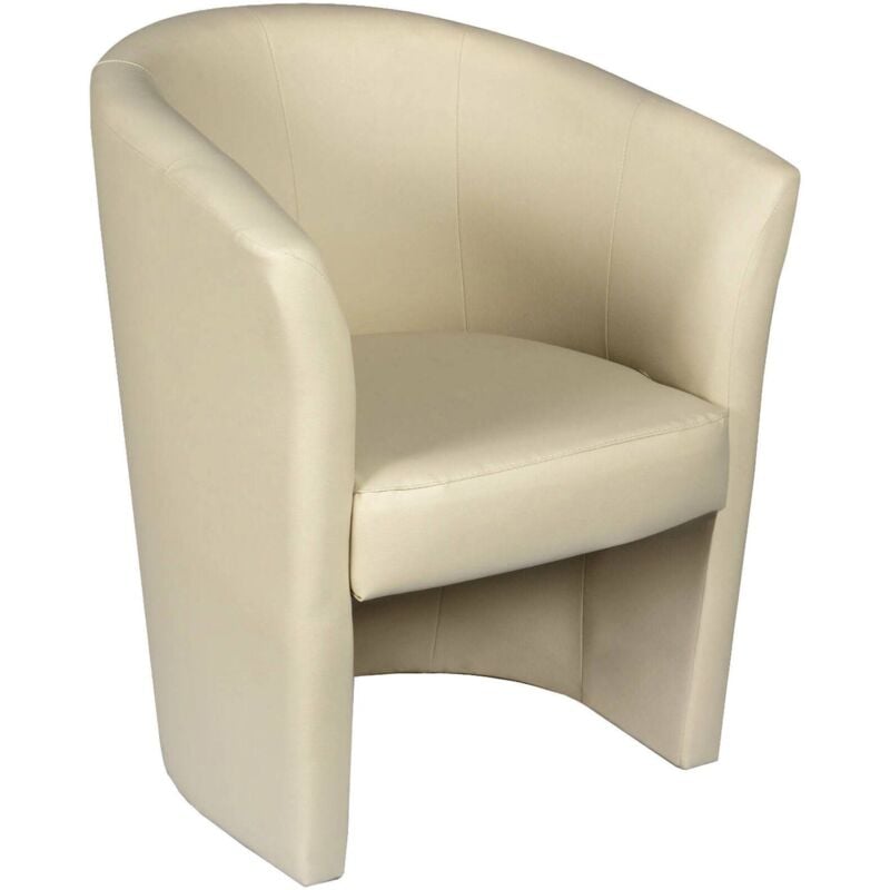 Fauteuil avec revêtement en éco-cuir, couleur beige, Dimensions 65 x 78 x 60 cm, avec emballage renforcé - Dmora