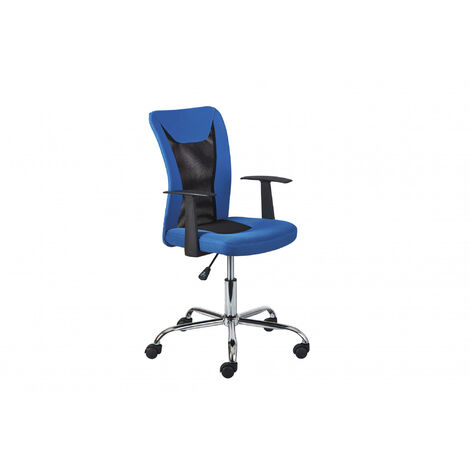 Dmora Fauteuil de bureau avec accoudoirs, réglable en hauteur, bleu et noir, 55x54.5x85-95 cm