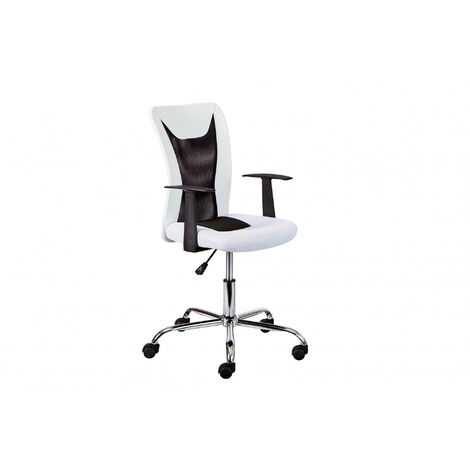 Dmora Fauteuil de bureau avec accoudoirs, réglable en hauteur, noir et blanc, 55x54.5x85-95 cm