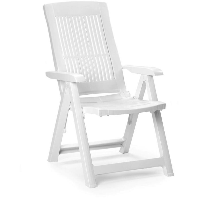 Dmora Fauteuil de jardin, pliable multi-positions, Made in Italy, 60 x 61 x 109 cm, coloris blanc