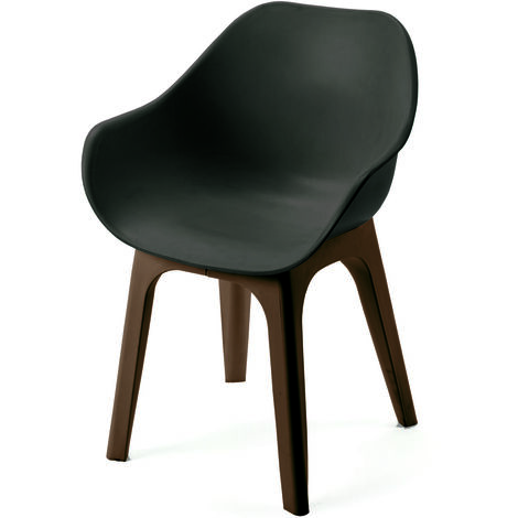 Dmora Fauteuil d'extérieur et d'intérieur avec structure renforcée, Made in Italy,55x51x81 cm, couleur anthracite
