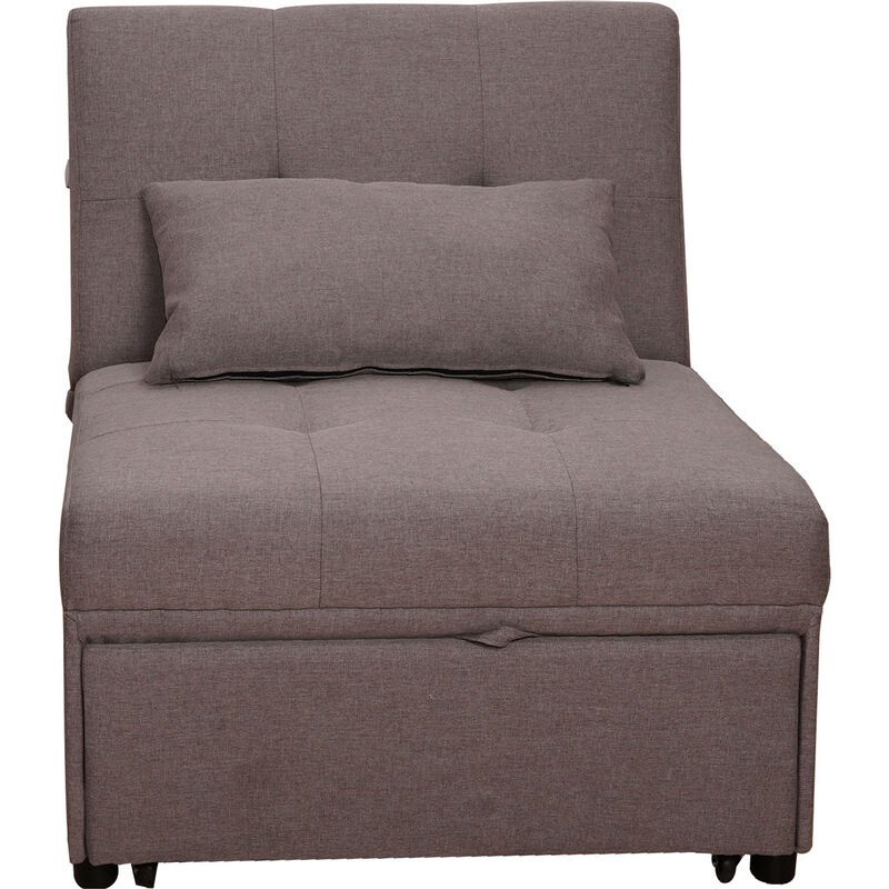 Dmora Fauteuil lit simple, avec oreiller et matelas inclus, Pouf convertible en lit, en tissu rembourré, Fabriqué en Italie, 191x79h45 cm, Couleur