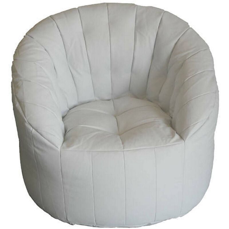 Fauteuil rond rembourré, couleur blanche, Dimensions 80 x 80 x 80 cm, avec emballage renforcé - Dmora