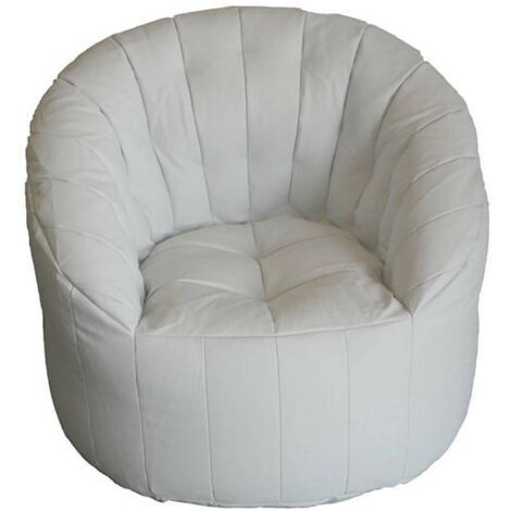Dmora Fauteuil rond rembourré, couleur blanche, Dimensions 80 x 80 x 80 cm, avec emballage renforcé