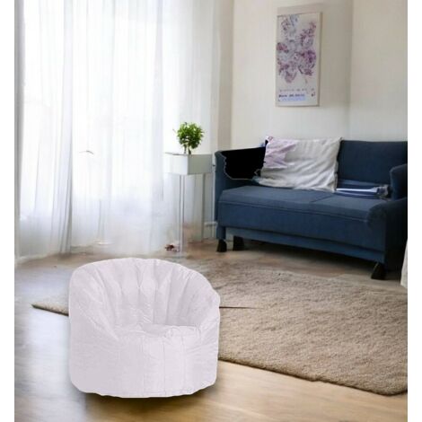 Dmora Fauteuil rond rembourré, couleur blanche, Dimensions 80 x 80 x 80 cm, avec emballage renforcé
