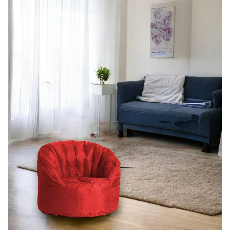 Dmora Fauteuil rond rembourré, couleur rouge, Dimensions 80 x 80 x 80 cm