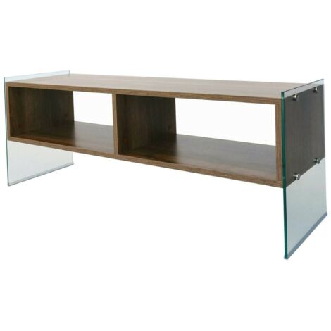 Dmora - Fernsehschrank Dbennace, Ständer für Wohnzimmerfernseher, Niedriges Wohnzimmer-Sideboard, TV-Ständerbasis, 120x35h45 cm, Nussbaum