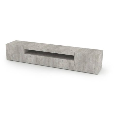 Dmora - Fernsehschrank Dfirman, Niedriges Sideboard für Wohnzimmer mit 3 Türen, Sockel für TV-Möbel, 100 % Made in Italy, cm 200x40h37, Zement