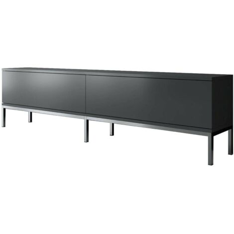 Dmora - Fernsehschrank Dpetrell, Ständer für Wohnzimmerfernseher, Niedriges Wohnzimmer-Sideboard, TV-Ständerbasis, 180x30h47 cm, Anthrazit und Silber