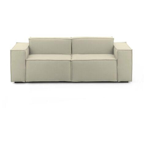Dmora - Festes Sofa Dlongh, Lineares modulares 2-Sitzer-Sofa, 100% Made in Italy, Modernes Wohnzimmersofa aus Stoff, Cm 220x95h70, Beige