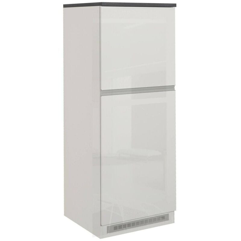 Dmora - Garde-manger Dcasasol, Meuble polyvalent, meuble réfrigérateur 2 portes, 100% Made in Italy, 60x60h165 cm, Blanc brillant et ardoise