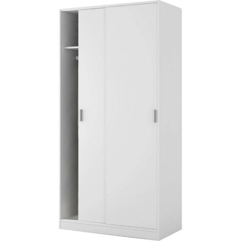 Dmora - Garderobe Dgagn, Schlafzimmer Kleiderschrank mit 2 Schiebetüren, Schrank mit Regal und Kleiderbügelstange, 100x50h200 cm, Weiß