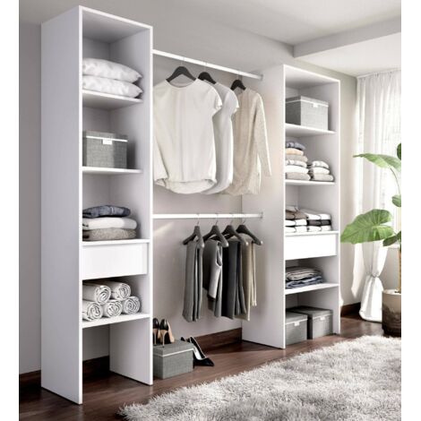 Dmora - Gran Armario Blossberg, Muebles de dormitorio, Vestidor, Armario de ropa, 160x50 h185 cm, Blanco
