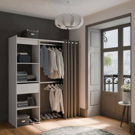 Dmora - Gran Armario Doubs, Muebles de dormitorio, Vestidor, Armario de ropa, 167x50 h192 cm, Blanco mate
