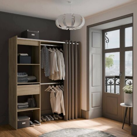 Dmora - Gran Armario Doubs, Muebles de dormitorio, Vestidor, Armario de ropa, 167x50 h192 cm, Roble y Blanco mate