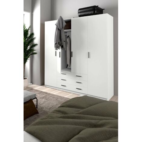 Dmora - Gran Armario Epipola, Muebles de dormitorio, Vestidor, Armario de ropa, 196x50 h200 cm, Blanco