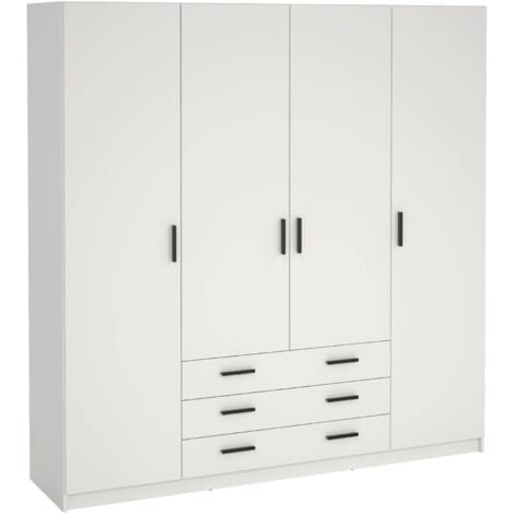 Dmora - Gran Armario Frances, Muebles de dormitorio, Vestidor, Armario de ropa, 196x50 h200 cm, Blanco