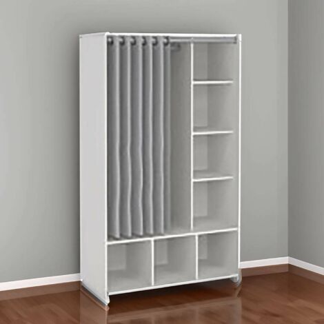 Dmora - Gran Armario Roselle, Muebles de dormitorio, Vestidor, Armario de ropa, 105x48 h180 cm, Blanco y Gris