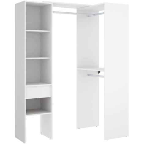 Dmora - Großer Kleiderschrank Biaina, Schlafzimmermöbel, Schrank, Garderobe, 98x42 h187 cm, Weiß