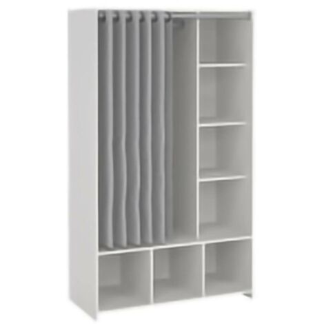 Dmora - Großer Kleiderschrank Roselle, Schlafzimmermöbel, Schrank, Garderobe, 105x48 h180 cm, Weiß und Grau