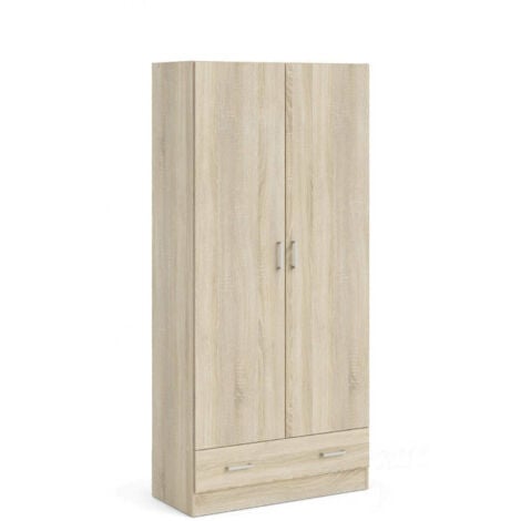 Dmora - Guardaroba 2 ante Amylya, Mobile camera da letto, Cabina armadio portabiti, Armadio appendiabiti, 79x36 h170 cm, Quercia