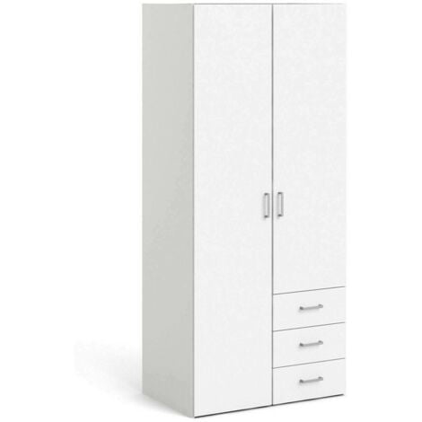Dmora - Guardaroba 2 ante Arci, Mobile camera da letto, Cabina armadio portabiti, Armadio appendiabiti, 77x49 h175 cm, Bianco