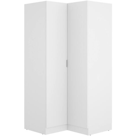 Dmora - Guardaroba 2 ante Aser, Mobile angolare per camera da letto, Armadio appendiabiti ad angolo, 91x93h184 cm, Bianco