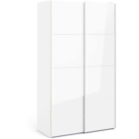 Dmora - Guardaroba 2 ante Clarine, Mobile camera da letto, Cabina armadio portabiti, Armadio appendiabiti, 122x62 h220 cm, Bianco lucido