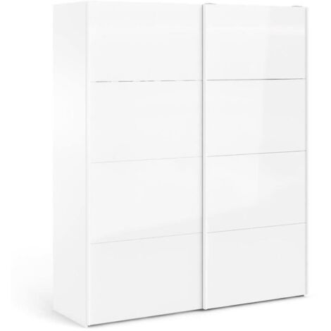 Dmora - Guardaroba 2 ante Cyrill, Mobile camera da letto, Cabina armadio portabiti, Armadio appendiabiti, 182x62 h220 cm, Bianco lucido