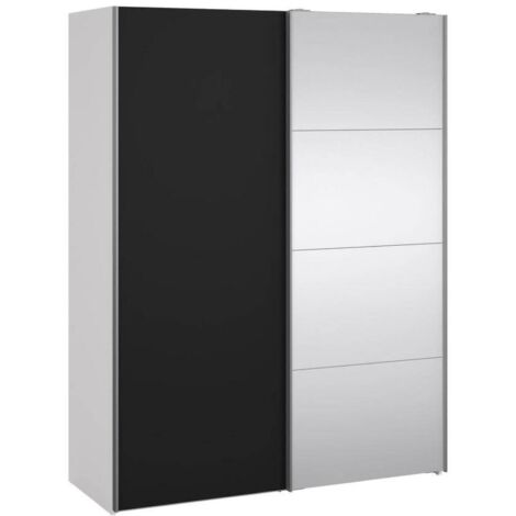 Dmora - Guardaroba 2 ante Diandra, Mobile camera da letto, Cabina armadio portabiti, Armadio appendiabiti, 150x61 h200 cm, Bianco e Nero
