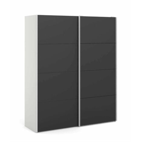 Dmora - Guardaroba 2 ante Emeraude, Mobile camera da letto, Cabina armadio portabiti, Armadio appendiabiti, 182x61 h220 cm, Bianco e Nero