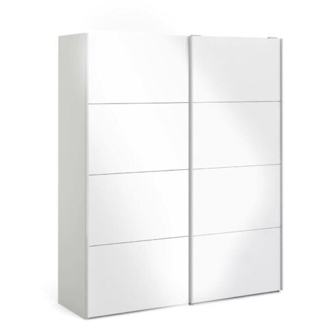 Dmora - Guardaroba 2 ante Emeraude, Mobile camera da letto, Cabina armadio portabiti, Armadio appendiabiti, 182x61 h220 cm, Bianco lucido