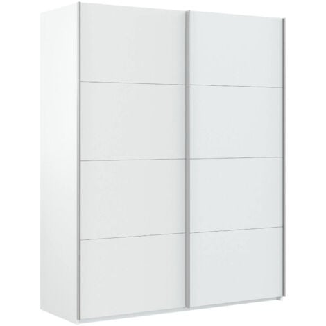 Dmora - Guardaroba 2 ante Opi, Armadio per camera da letto, Mobile con barra appendiabiti e 2 ripiani, 150x60h200 cm, Bianco lucido