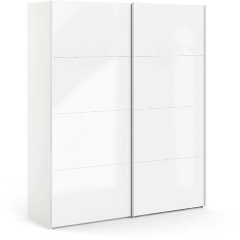 Dmora - Guardaroba 2 ante Portlouis, Mobile camera da letto, Cabina armadio portabiti, Armadio appendiabiti, 182x62 h220 cm, Bianco lucido