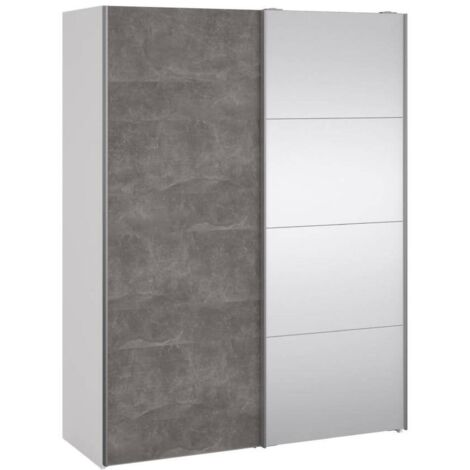 Dmora - Guardaroba 2 ante Seraphine, Mobile camera da letto, Cabina armadio portabiti, Armadio appendiabiti, 150x61 h200 cm, Bianco e Grigio