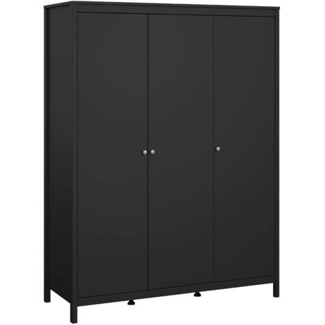 Dmora - Guardaroba 3 ante Conti, Mobile camera da letto, Cabina armadio portabiti, Armadio appendiabiti, 150x58 h199 cm, Nero